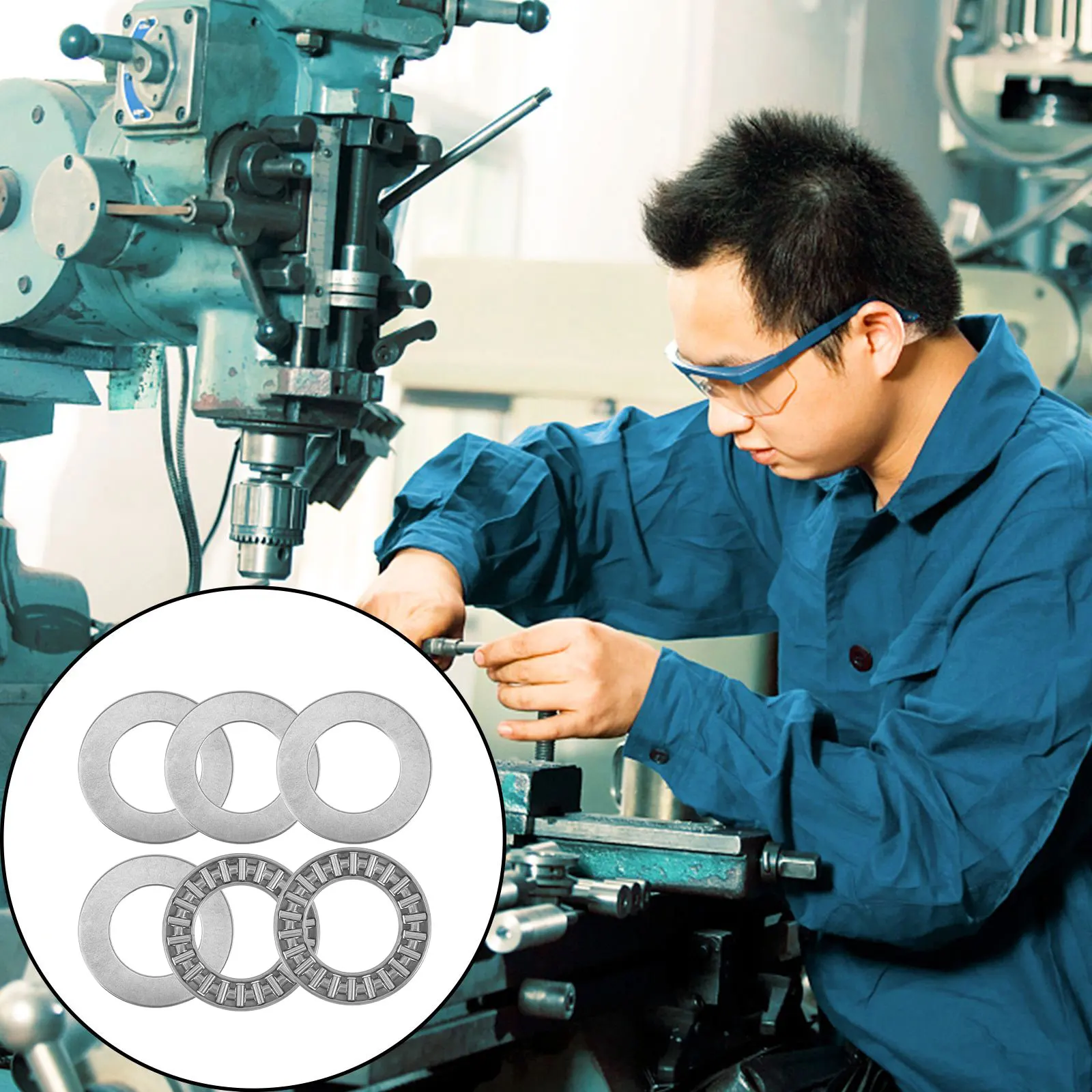 

2 set Needle Roller 20mm Inner 35mm Outer Diameter Ultra Thin Combo Bearings Industrial Replacement Axial Flat Bearings Metal