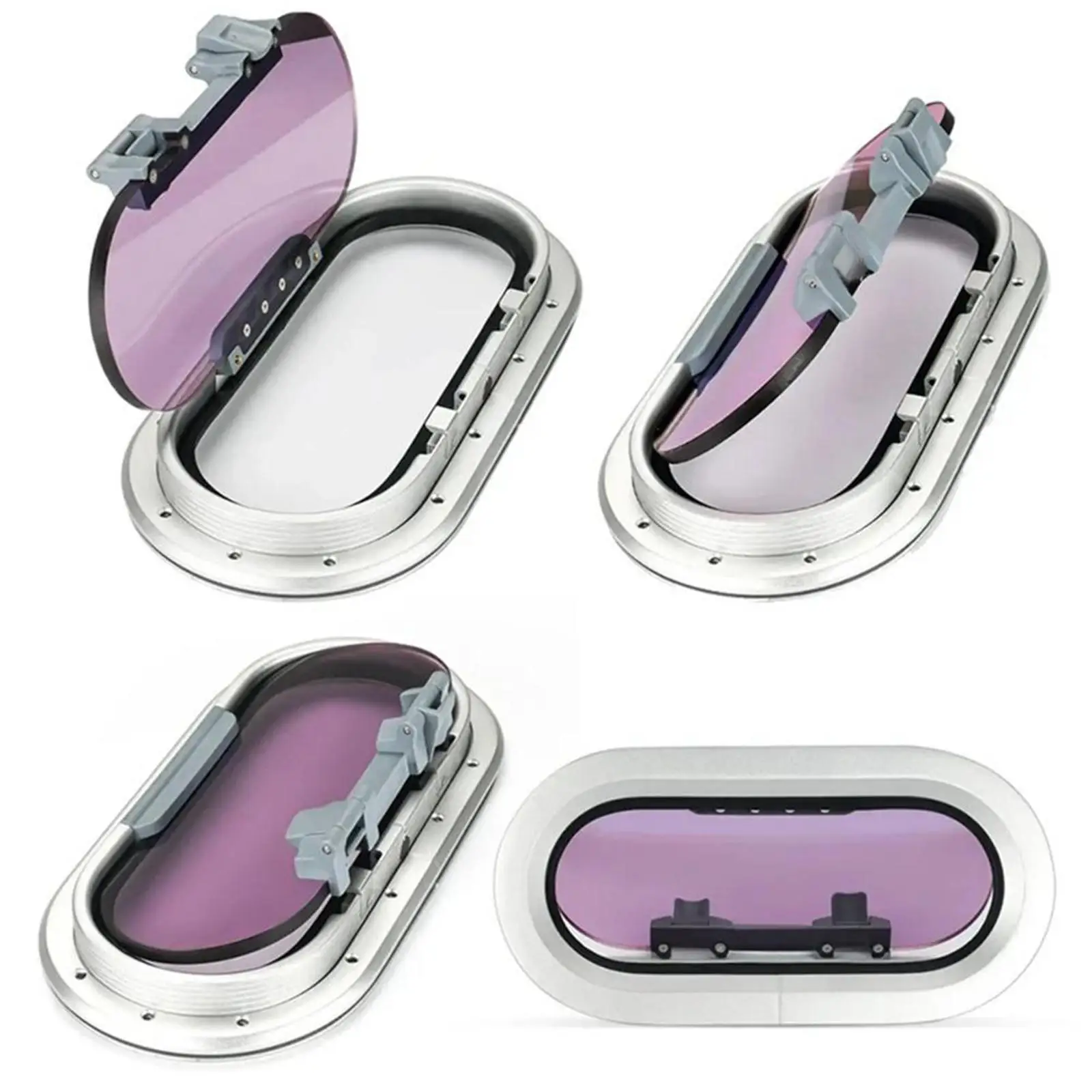 Oval Aluminum Marine Window Acrylic Lid Porthole Locking Utility Box Cover for Boat Yacht RV Accessories