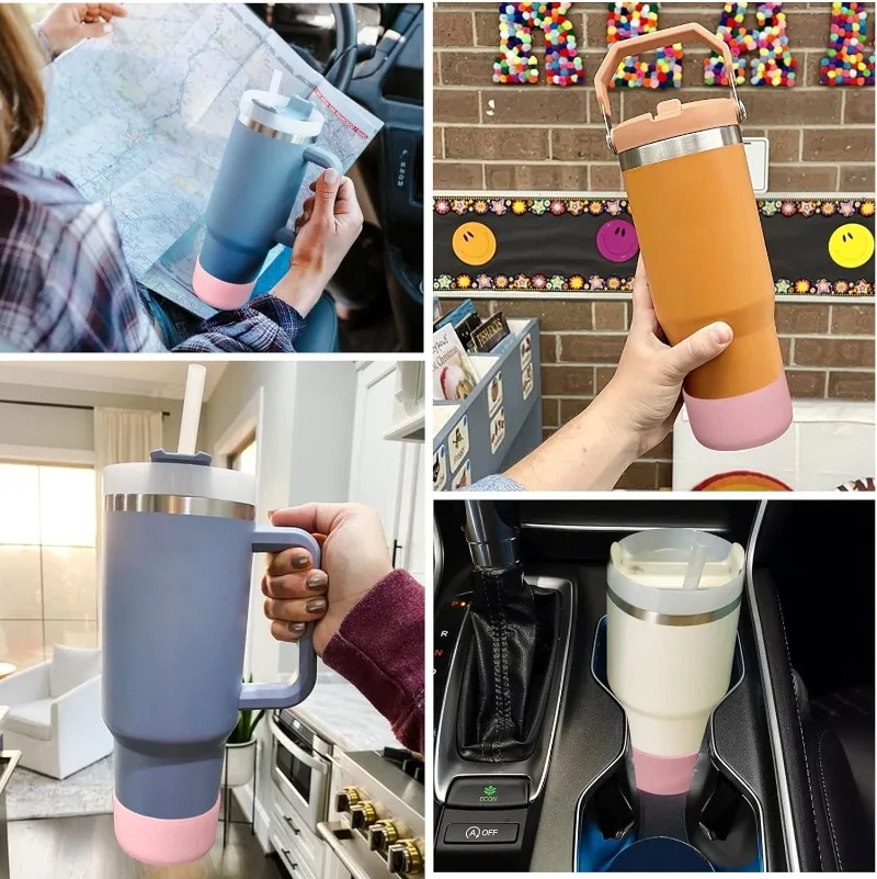 Silicone Insulated Cup Protective Sleeve For 40oz 30oz 20oz Water Bottle Silicone Boot Bottom Sleeve Cover Non-Slip Cup Sleeve
