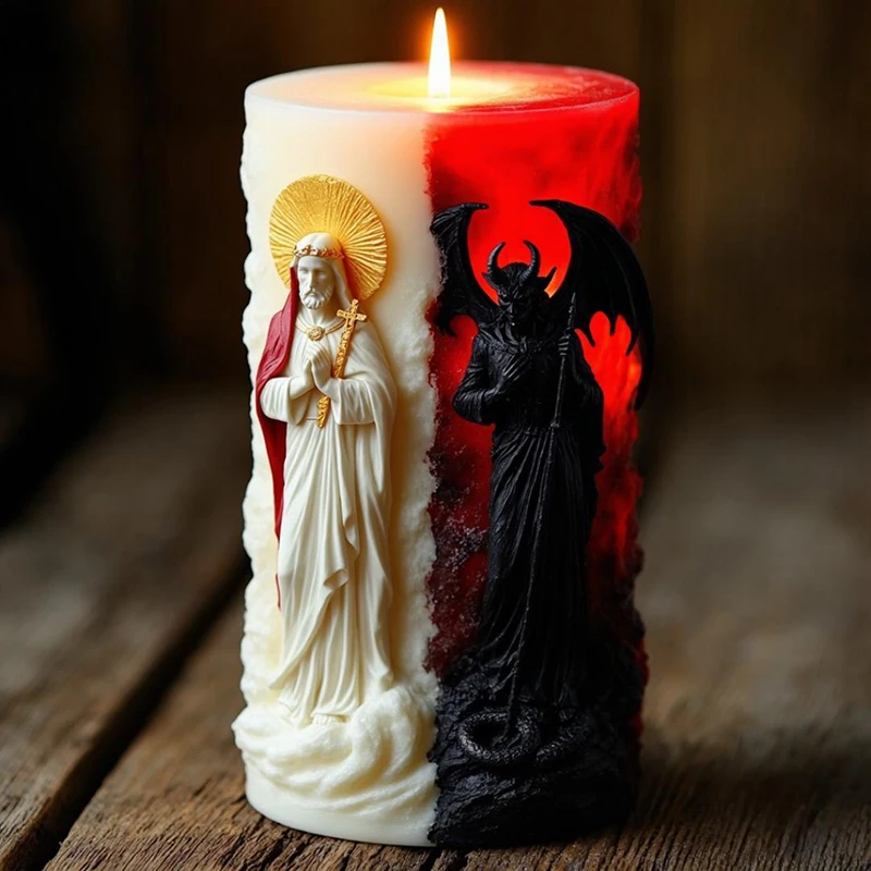 

Рельефная креативная форма для ароматерапии «Ангел и демон», двухсторонняя силиконовая форма для свечей в религиозном готическом стиле, инструменты ручной работы