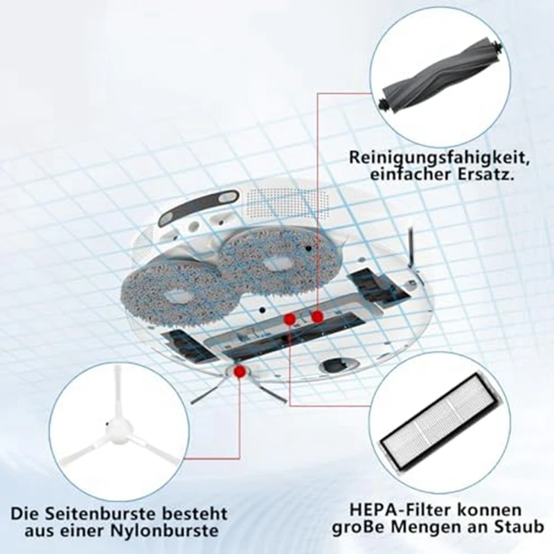 Accesorios para Dreame L10S Ultra, L10 Ultra, L10 Prime, 1 cepillo principal, 4 filtros, 4 cepillos laterales para Dreame L10S Ultra
