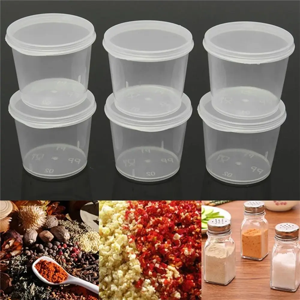 50pcs Sealed and Leak-proof Disposable Sauce Cup Reusable with Hinged Lids Portable Sauce Box Sauce Cup Containers