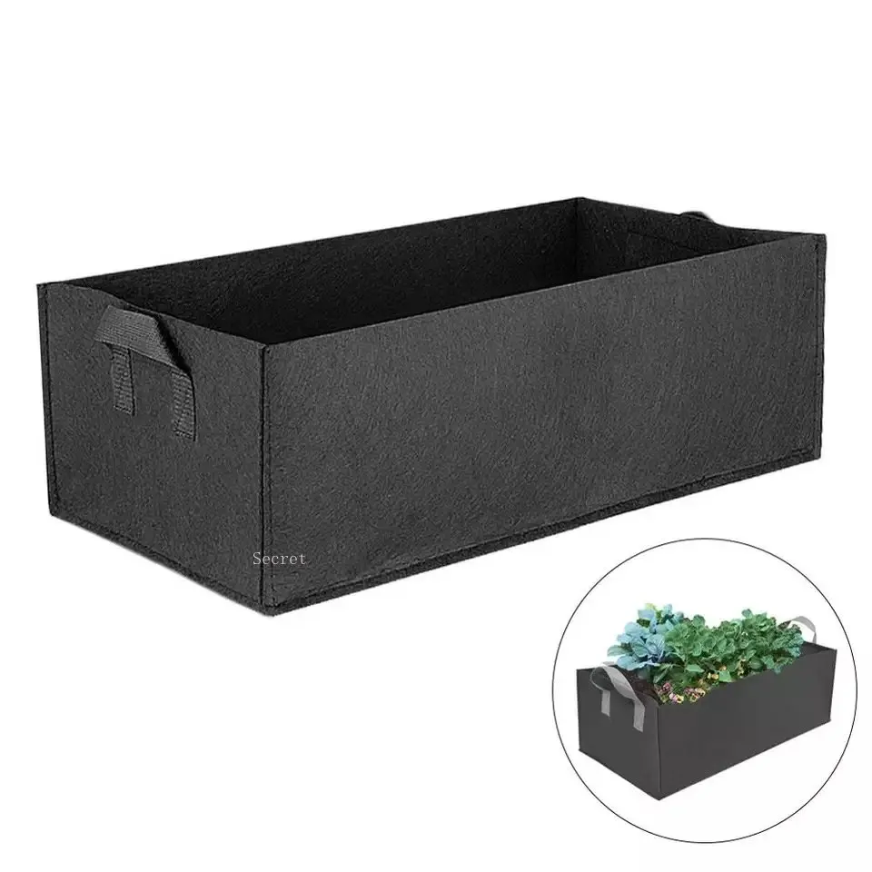 1pcs Fabric Raised Garden Bed Square Felt  Flower Grow Bag Vegetable Planter Pot with Handles Planting