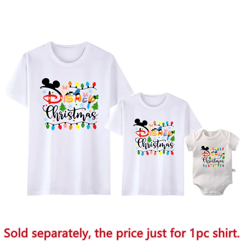 Nieuwe Disney Kerst T-Shirts Katoen Bijpassende Vader Moeder Kids T-Shirt Baby Romper Grappig Disney Xmas Party Shirt Familie Look Outfits