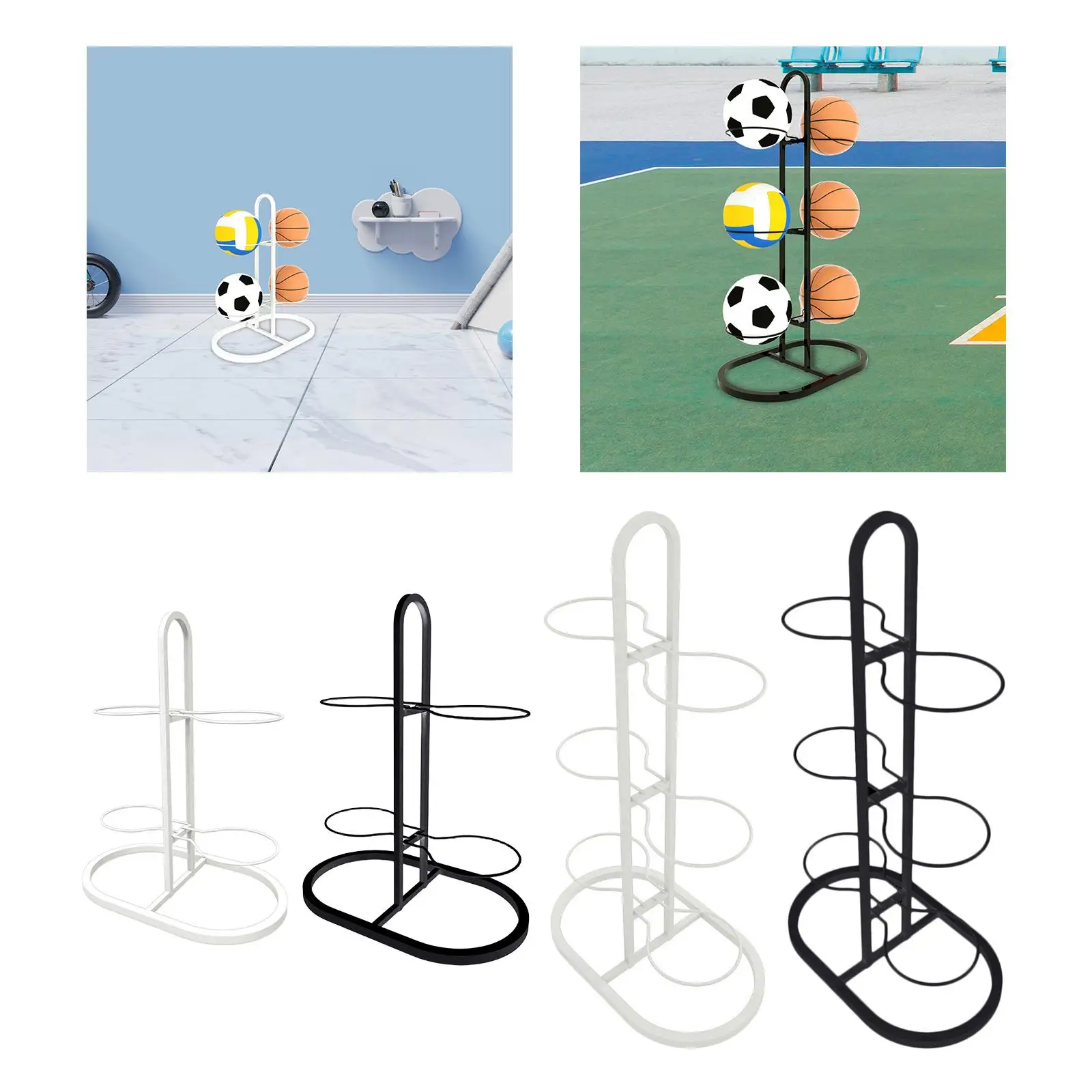 

Ball Storage Holder Iron Multifunctional Basketball Rack for Indoor Home Gym