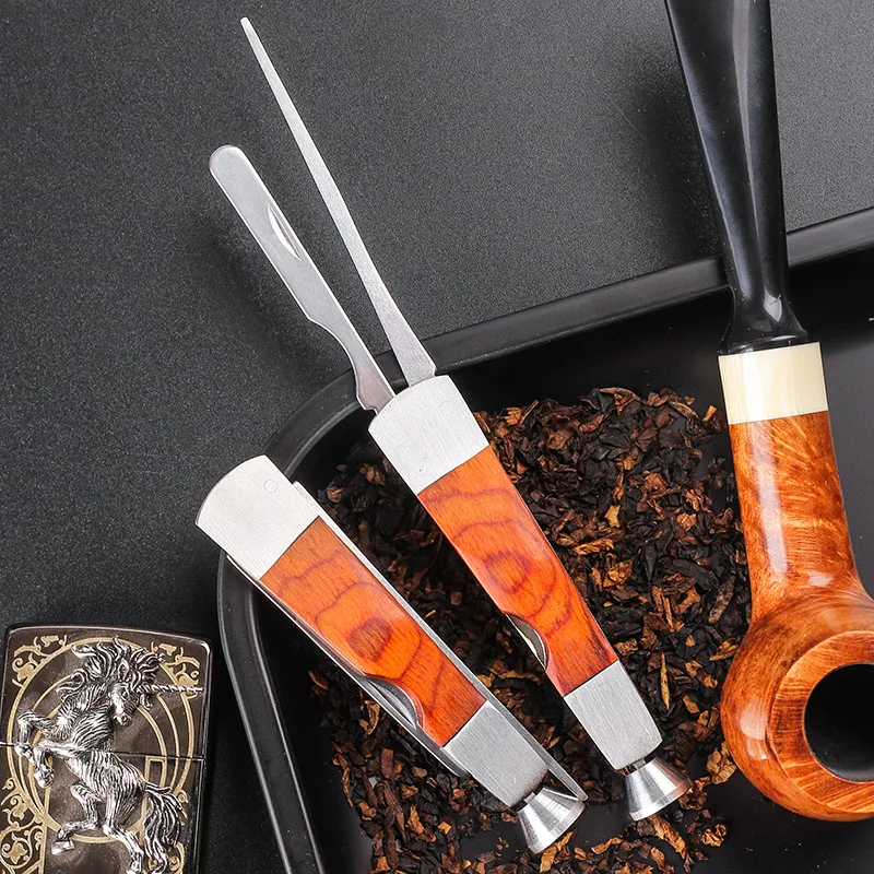 Smoking Tobacco Pipe Presser Pipe Cleaner Wooden Tobacco Pipe Pressing Rod Tobacco Cigar Pass Needle Drill Pipe Cleaning Tool