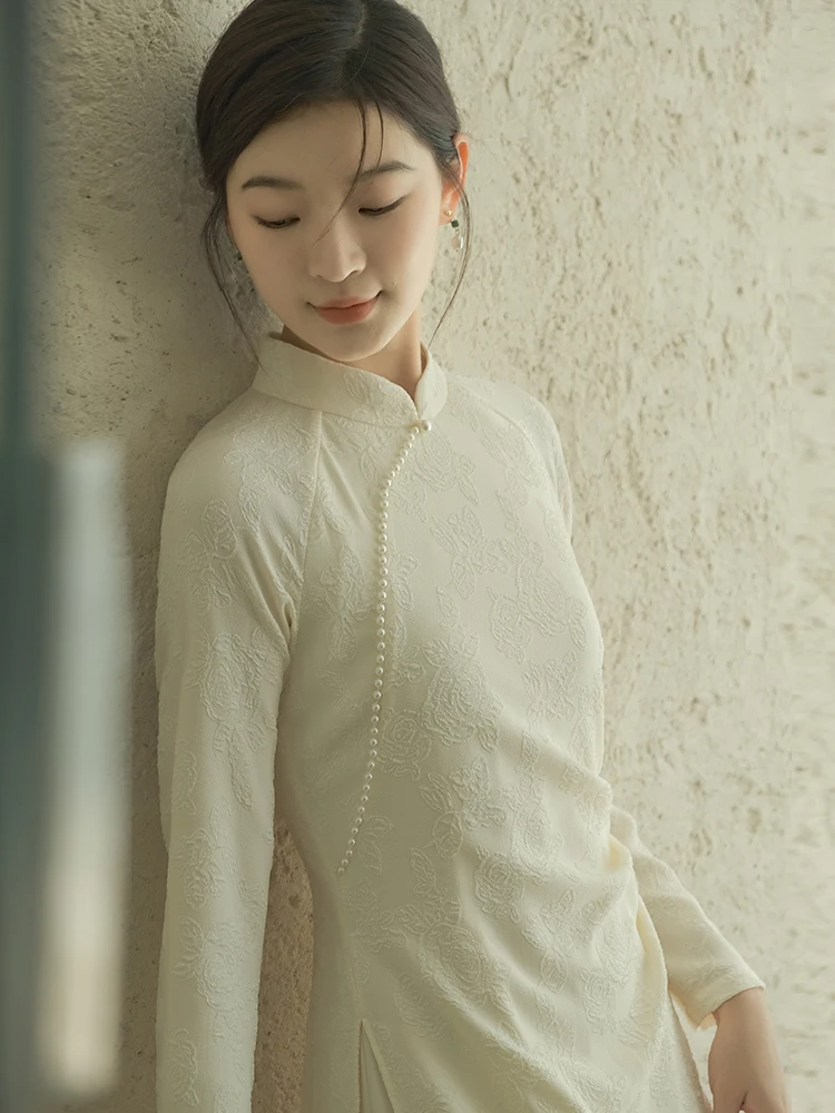 

Новое китайское женское длинное платье-ципао, приталенное, для церемонии чаепития, в стиле Ао-Дай