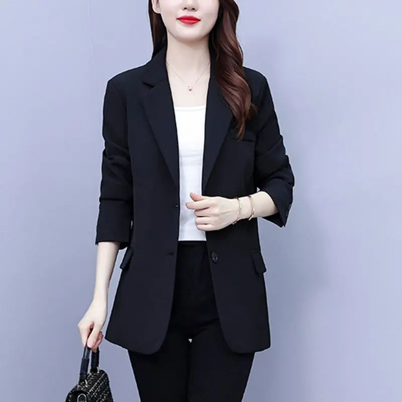 

Faionable Bla Suit Jaet для женщин, весна 2023, Новое поступление, большие размеры, Sli Age-Defng, длинный свеч на одной пуговице