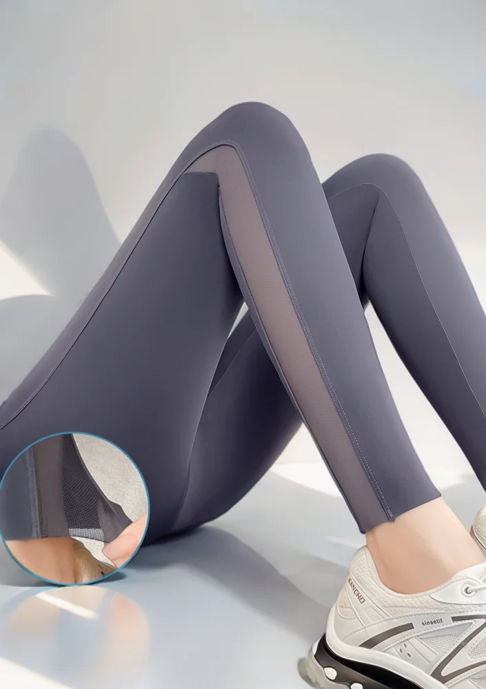 Leggings noirs ajourés pour femmes, jambes larges, sans étanchéité, conçu, vêtements de sport, longueur au sol, garniture avant à la mode