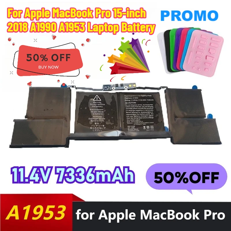 

New 11.4V 7336mAh for Apple MacBook Pro 15-inch 2018 A1990 A1953 Laptop Battery
