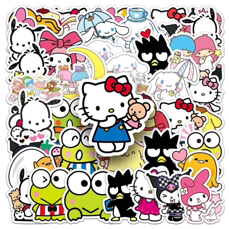 

51 шт. милые наклейки «Моя Мелодия» Kuromi Hello Kitty для девочек, наклейки «сделай сам» для ноутбука, телефона, дневника, милые Мультяшные наклейки Sanrio