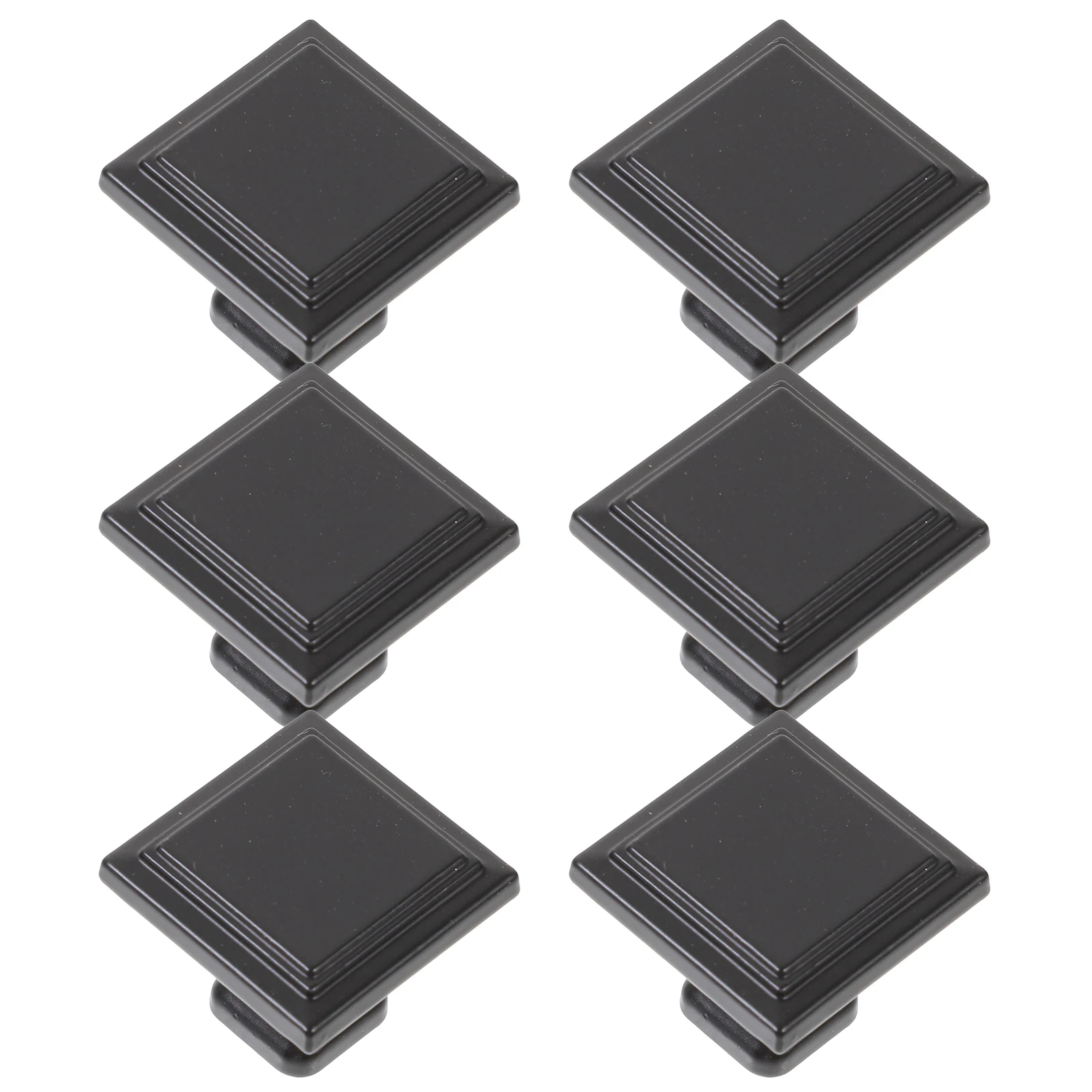 

6Pcs Kitchen Cabinet Knobs Square Black Matte Aluminum Alloy Hardware for Drawers Dressers Modern Stylish Replacement