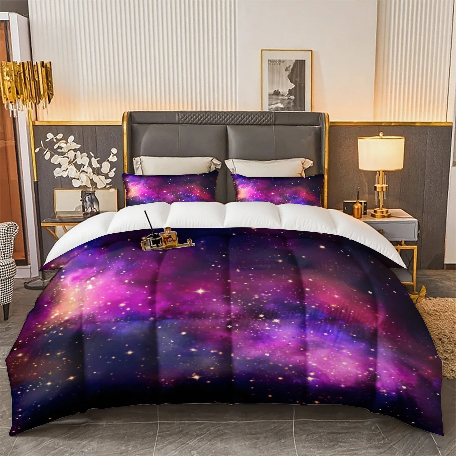 3Pcs Bedding Set Romantic Starry Sky Win Twin Queen King PatternsSize with 2Pillowcases  Soft and Comfort Bedding Accessories