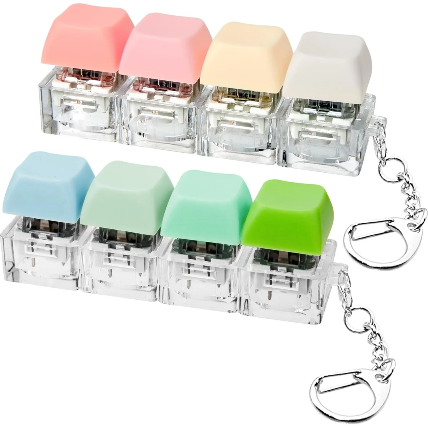 Keyboard Fidget Toy 4-in-1 Keyboard Decompression Button Finger Clicker Toys, Button Stress Relief Keychain Fidget Gifts