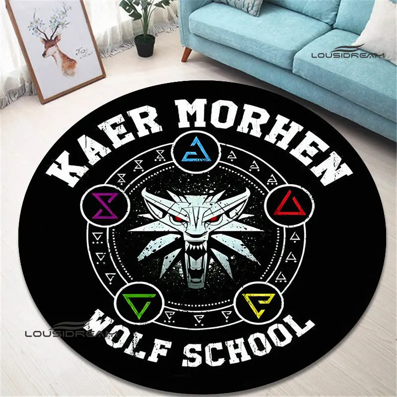 W-Witcher game logo printing Round carpet Non -slip carpet living room bedroom beautiful carpet photography props birthday gift