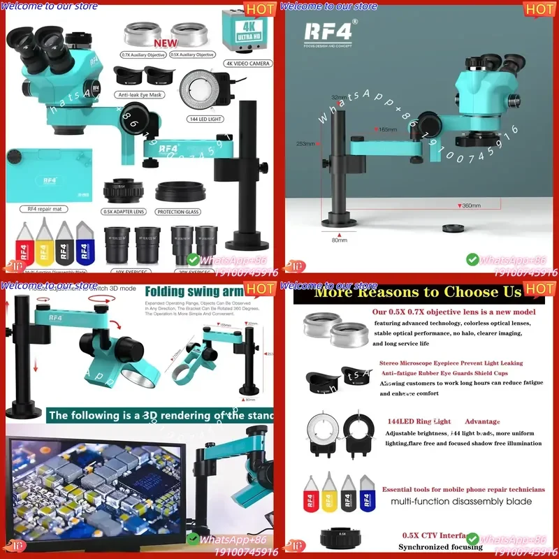 2026 4K Version RF4 Triocular Stereo Microscope Kit | Ultra-High Definition Imaging Facilitates Scientific Observation