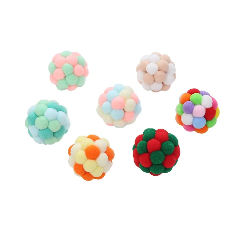 Cat toys Colorful handmade bell ball Elastic ball interactive chase pet supplies