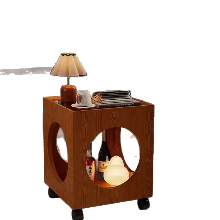Medieval Style Sofa Storage Side Table Removable Square Coffee Table Solid Wood Glass Small Coffee Corner Table Mini Bedsi
