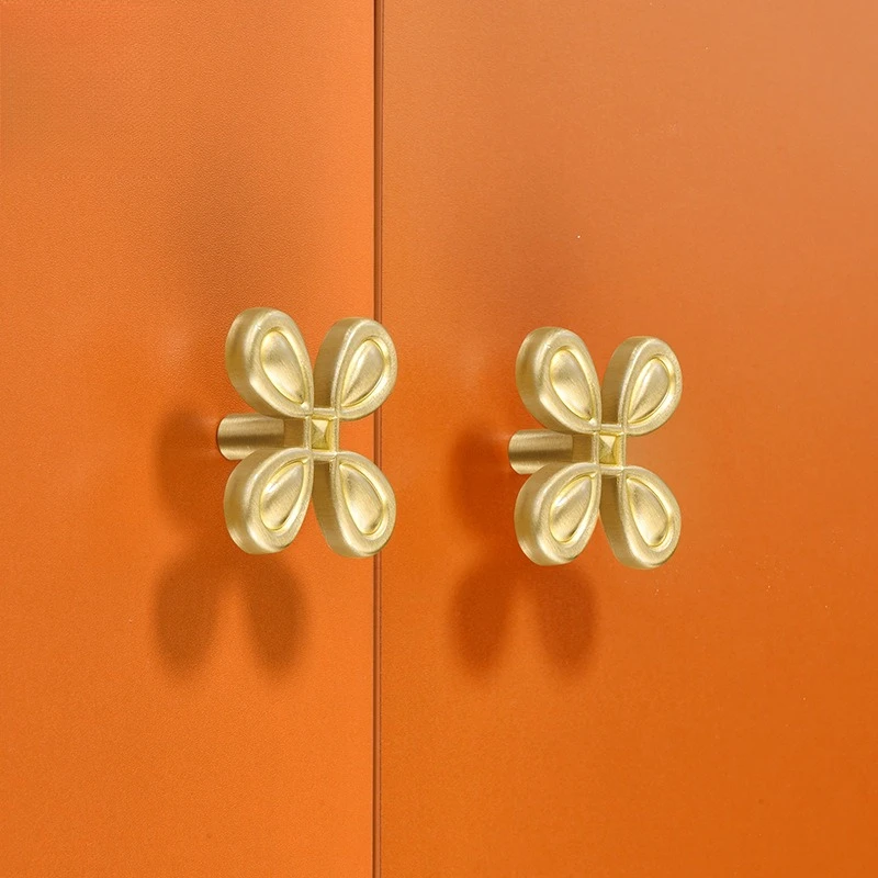 Nordic Gold Clover Drawer Handle Luxury Minimalist Cabinet Knob
