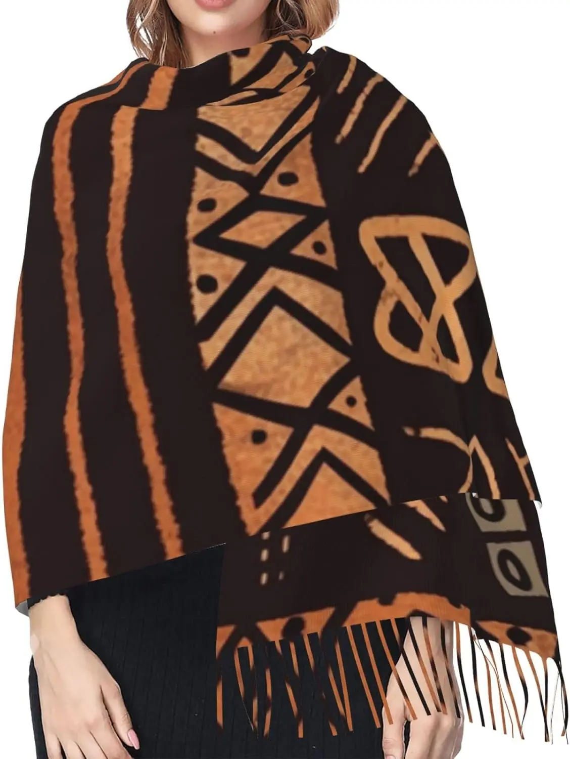 الطين الأفريقي القماش القبلية طباعة المرأة الأوشحة الدافئة أوشحة شتوية موضة شرابة شال يلتف للداخلية في الهواء الطلق #4