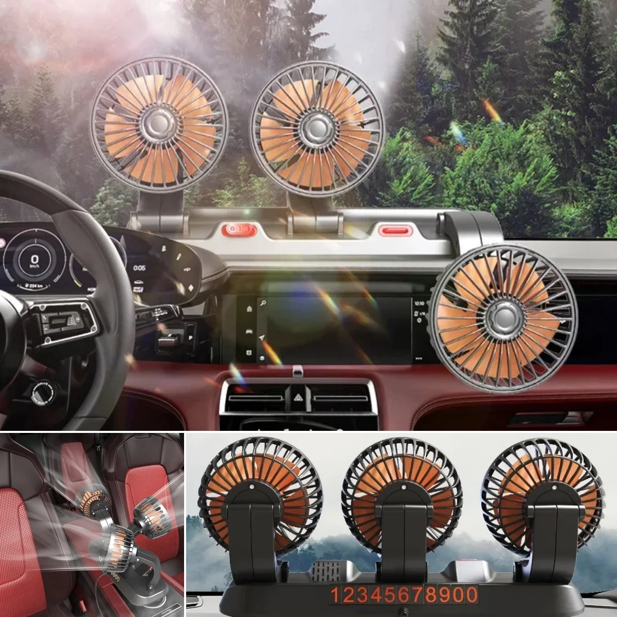 

5V / 12v / 24V Car USB Fan Cooling Car Fan Dual Head Car fan 3 Speeds Adjustable For Auto Cooler Air Fan Car Accessories fan