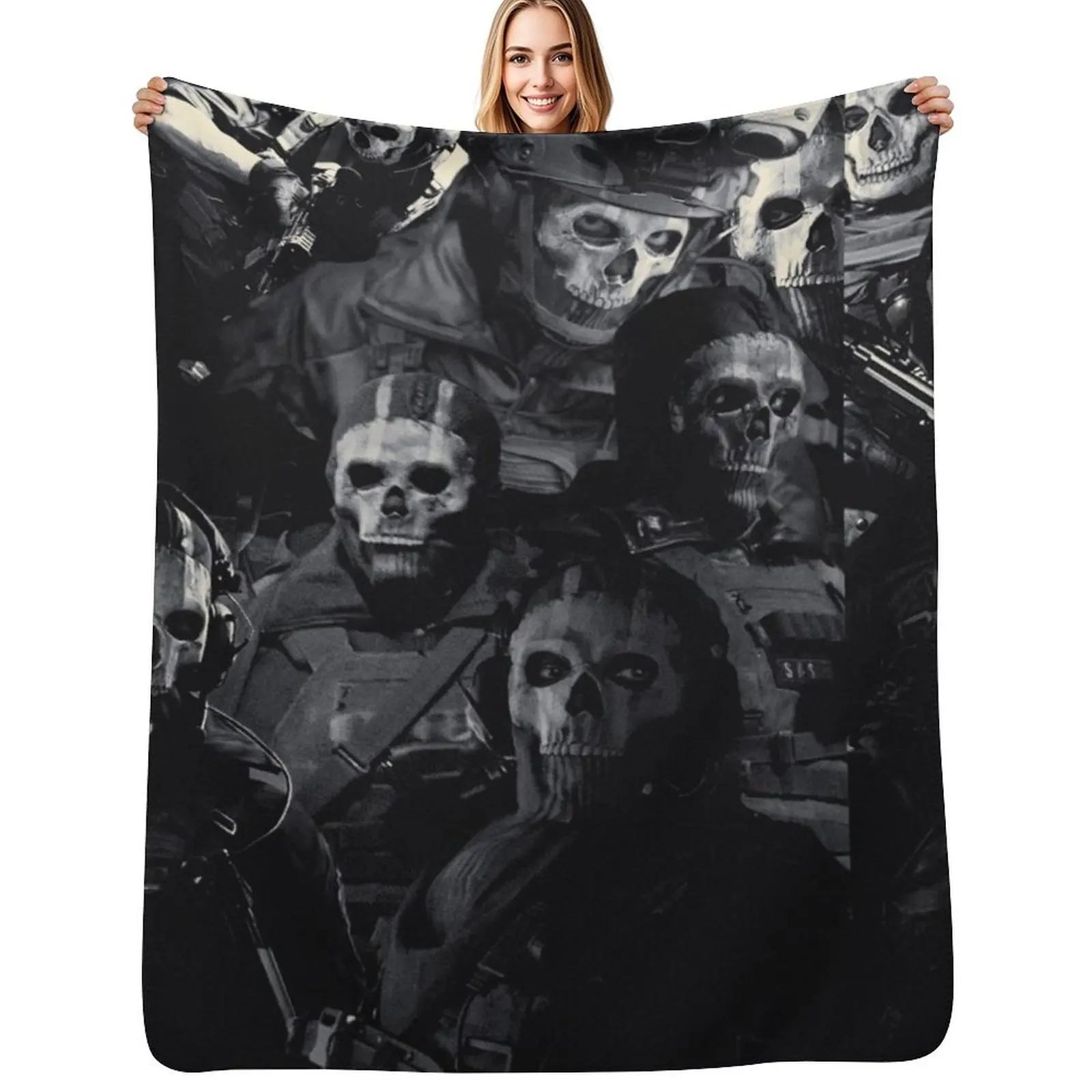 

Simon Ghost Riley Throw Blanket Sofa Thins funny gift Summer Blankets