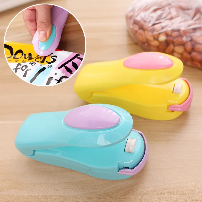 Sellador térmico de bolsas portátil, Mini máquina de sellado con Clip de almacenamiento de paquetes de plástico, práctico sello adhesivo para aperitivos de alimentos, Gadgets de cocina