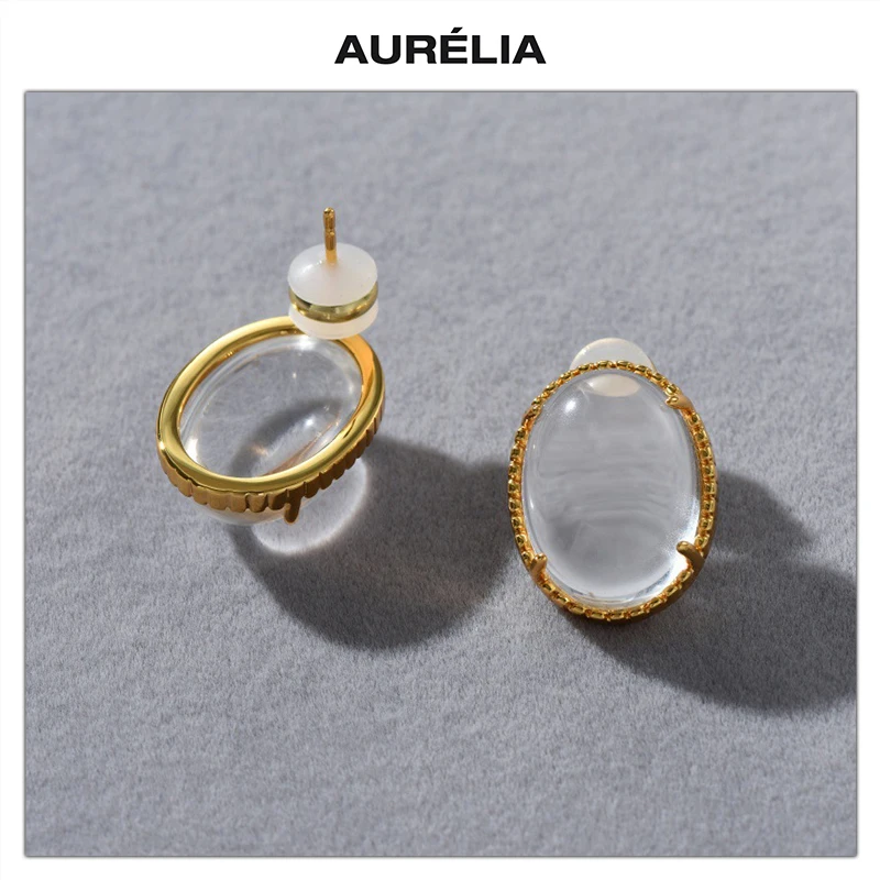 

Fashion Transparent Glass Beads 925 Silver Needle Earrings Women Elegant Charm Jewelry Trend