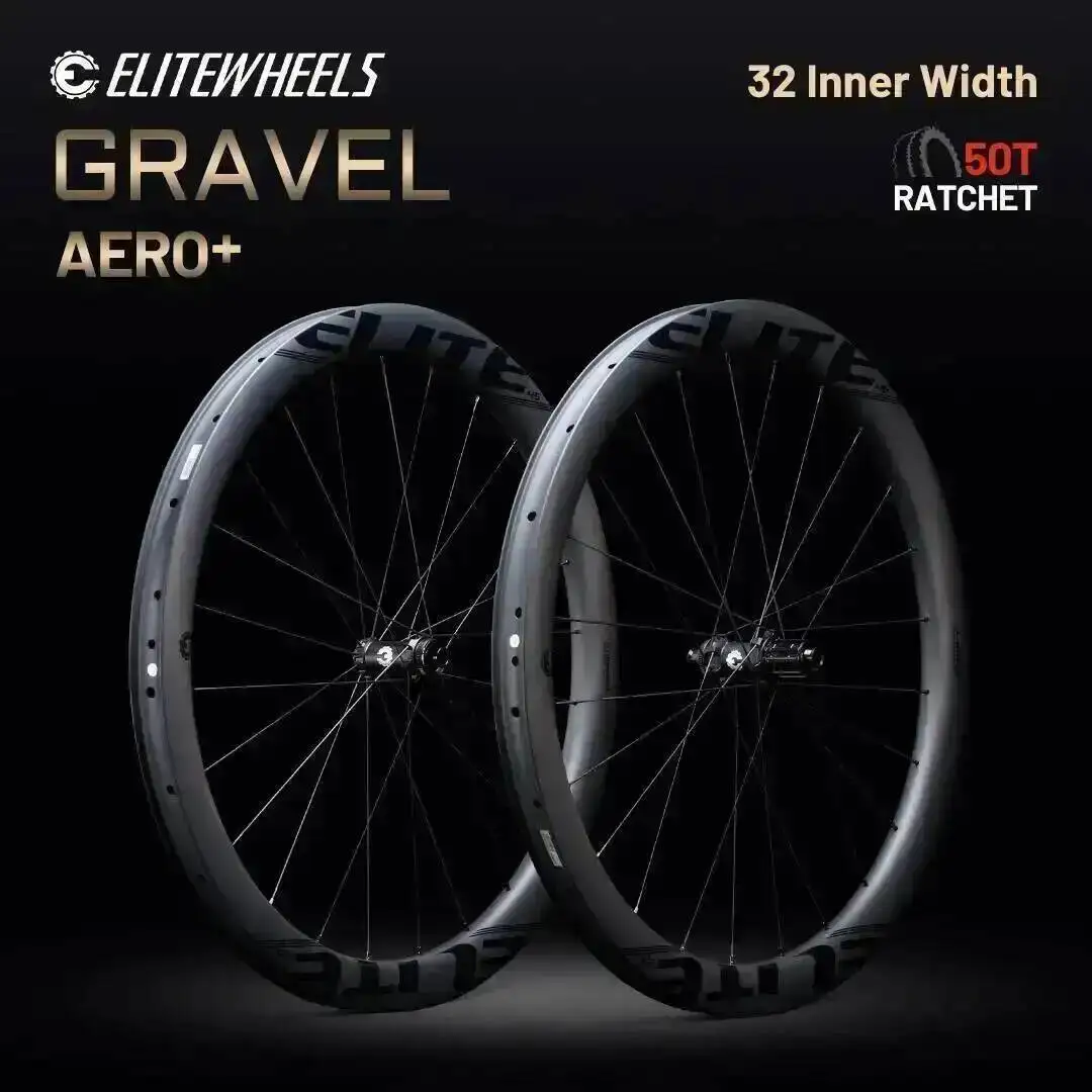 ELITEWHEELS GRAVEL  AERO+ 700C Carbon Wheelset Wing 20 Spokes Ratchet System 50T Disc Brake Cyclocross Wheels Center Lock