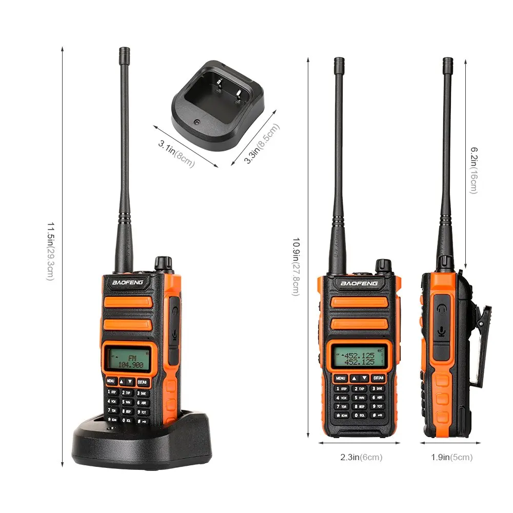 BAOFENG H5+ plus Two Way Radio Long Antenna Big Battery LCD Screen Keyboard PTT Headset VHF UHF HAM Wireless Communication