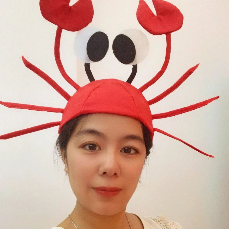 Adult Crab Hat Animal Headwear Costume Accessoriesfunny Crawfish Claws Antenna Cap Dress Up Theme Party Role Play Cosplay Prom