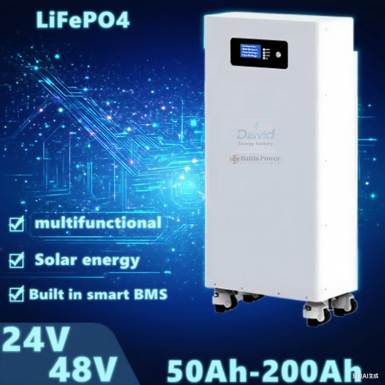 2KW 3KW 5KW Solar System LiFePO4 48V 24V 100AH 150Ah 200Ah Lithium Battery Mobile Energy Storage for PV Inverter+Charger