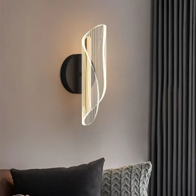 Luxury Acrylic Wall Lamp LED Three Color Dimming European American Design Indoor Living Room Hotel Wide Voltage 110 220V