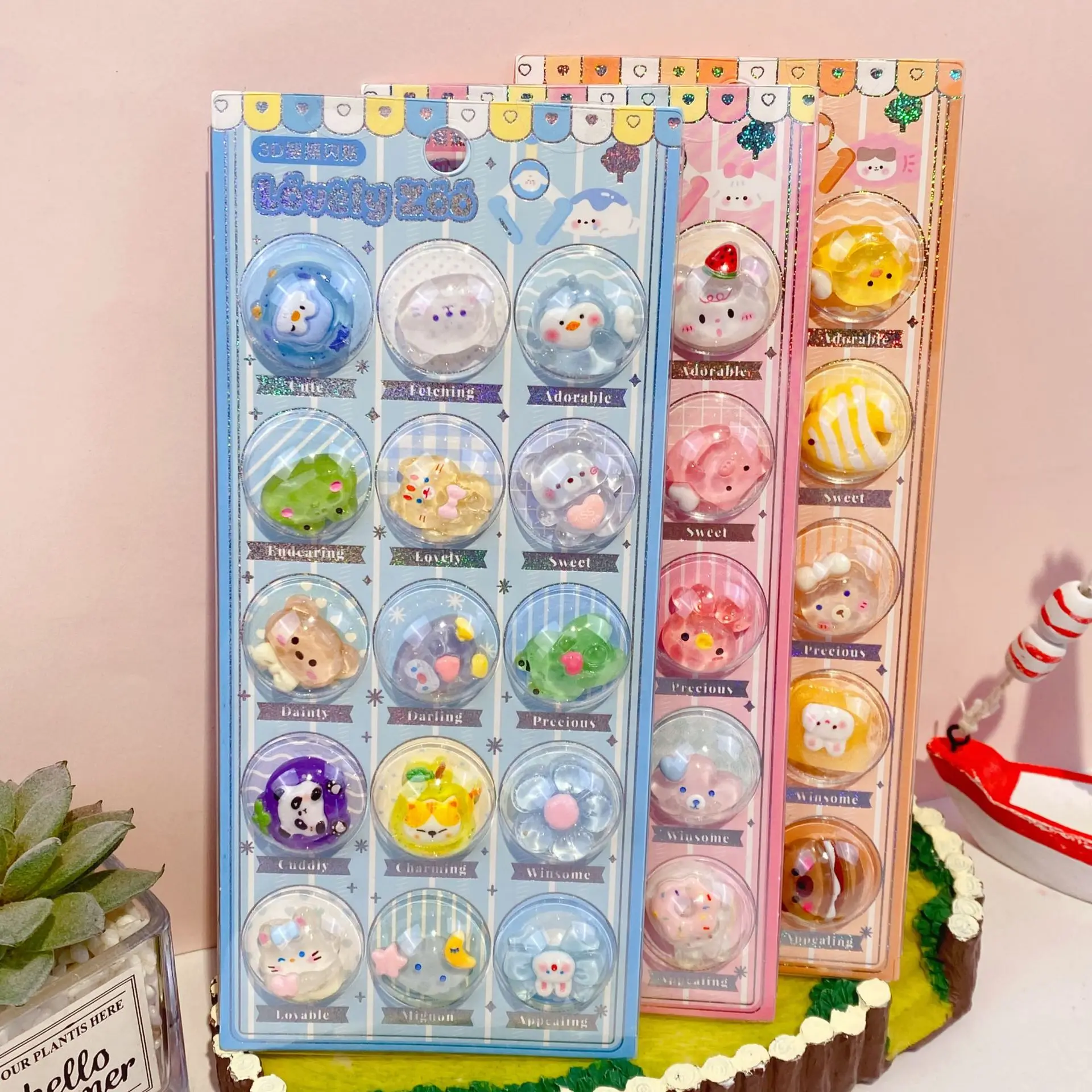 HOT Shake Flash Sticker 3D 3D 3D Relief Sticker Candy Crystal Sticker Children's Toy Decorative Sticker Reward Gift