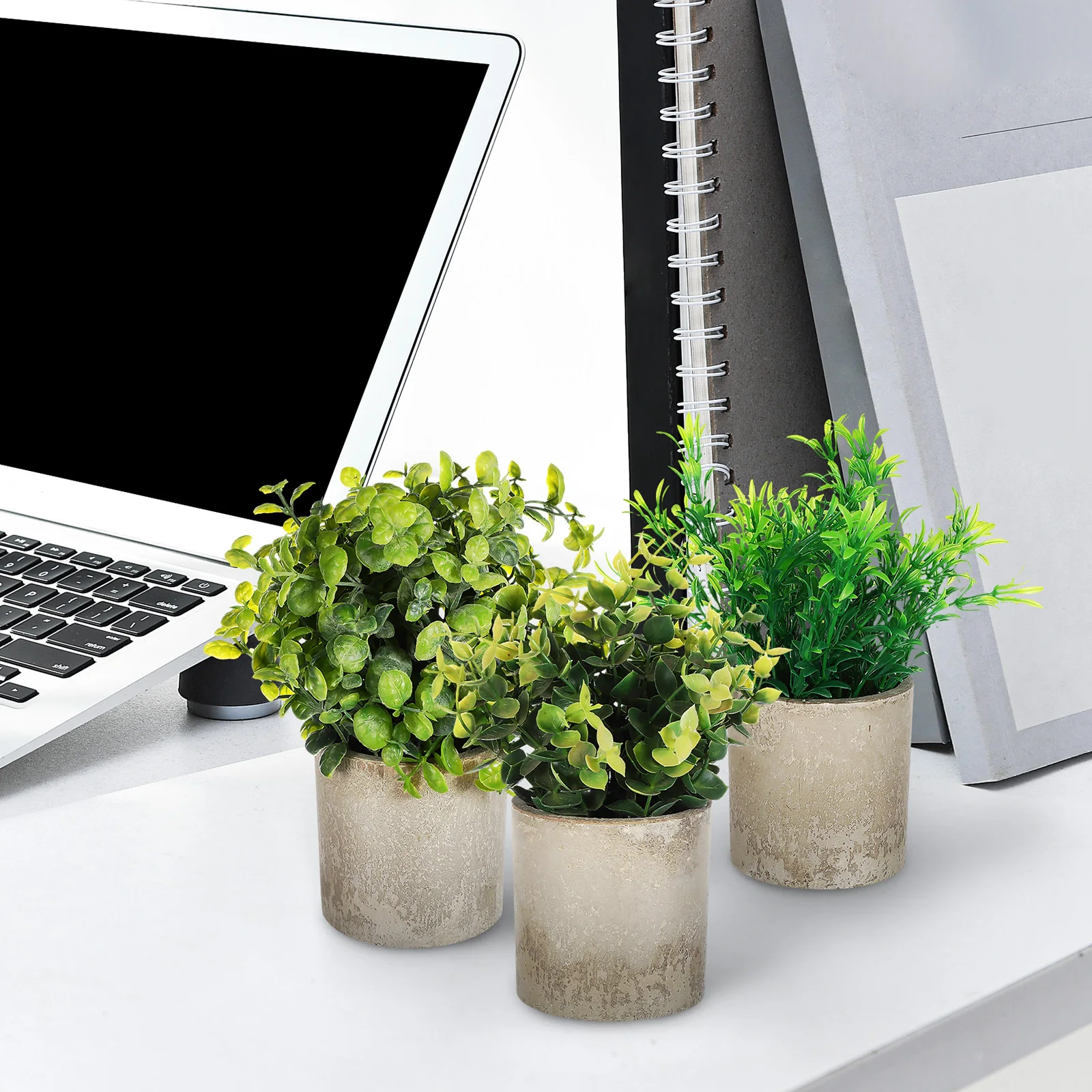 

3Pcs Realistic Faux Plants Indoor Artificial Potted Home Office Kitchen Bathroom Aesthetic Decoration No Watering Pruning
