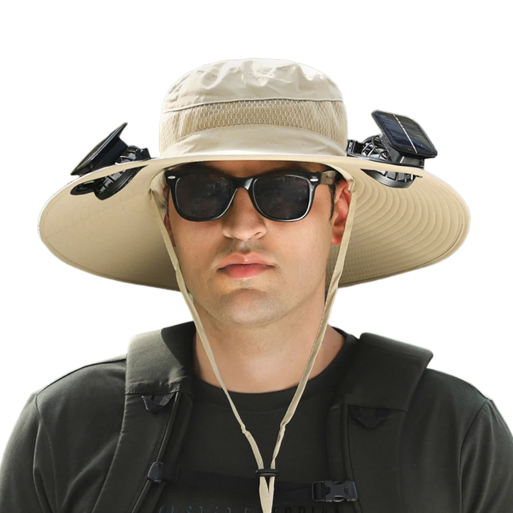 Outdoor Wide Brim Sun Hat with Solar Fan