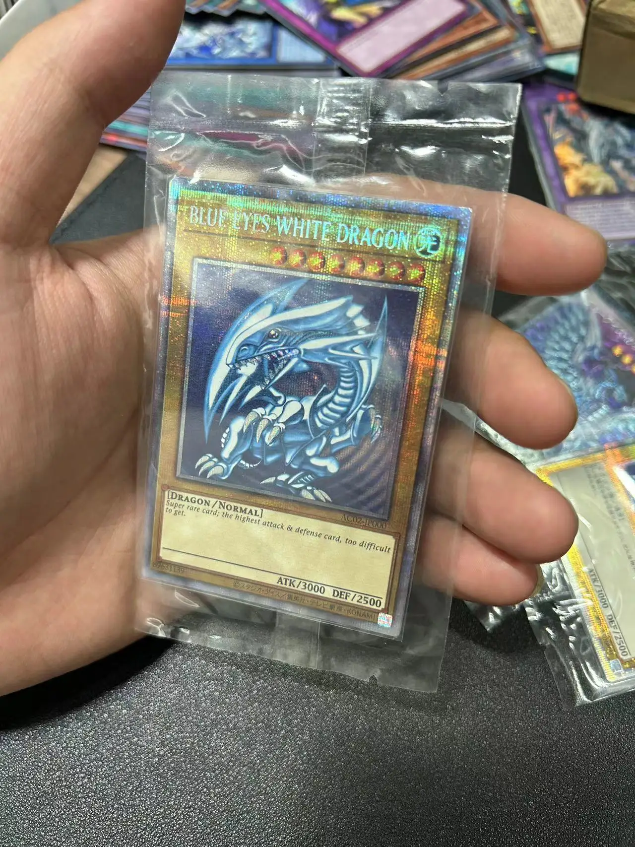 Yu Gi Oh PrismaticSecret Rare/PSER TCG Blue-Eyes White Dragon(AC02-JP000) collezione inglese personalizza la carta (non originale)