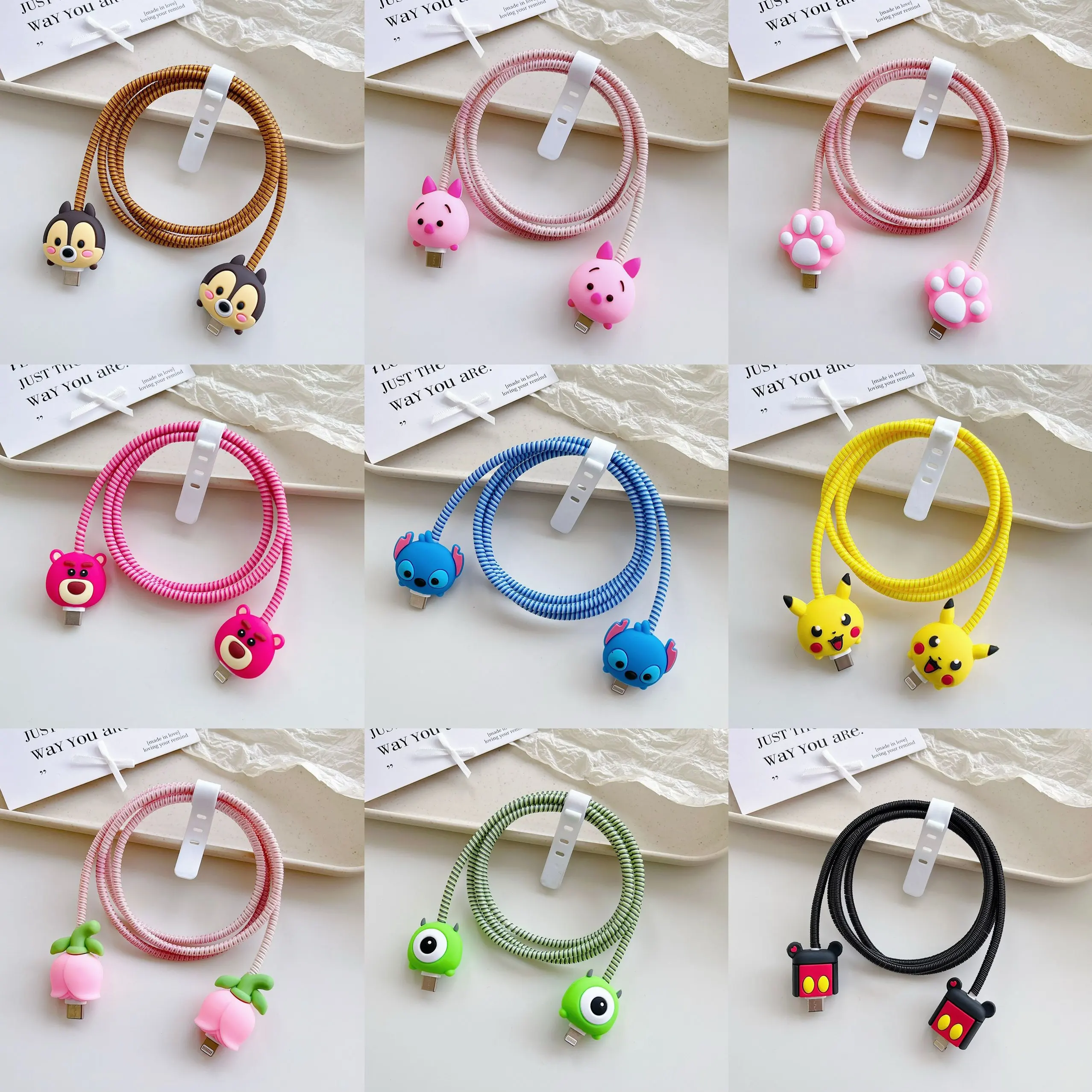 

4pcs/set Cute Cartoon Cable Winder for iPone Huawei Xiaomi Data Cable Head Bite Protector Sleeve Universal Fall Protection Case