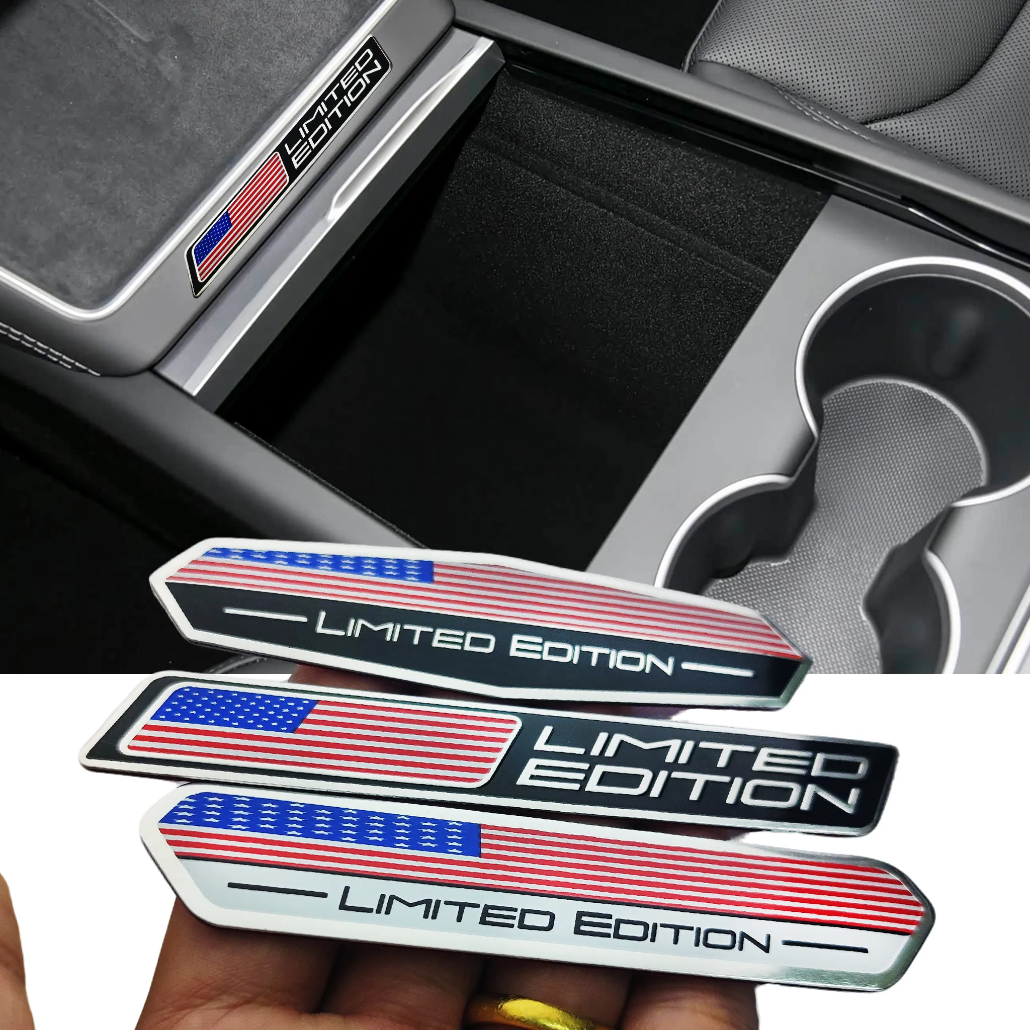 Emblema de la Bandera Americana, Edición Limitada, Adhesivo de Aluminio para Interior de Auto, Compatible con Tesla, Ford, Dodge, Chevrolet, Chrysler, Cadillac