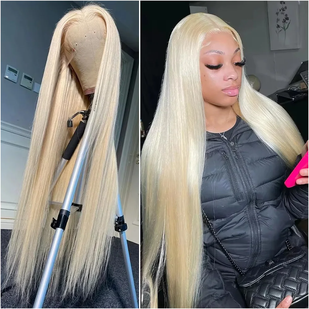 

HD Transparent 613 Blonde Bone Straight 200% Density 13x6 Lace Front Human Hair Wigs For Women Brazilian 13x4 Lace Frontal Wig
