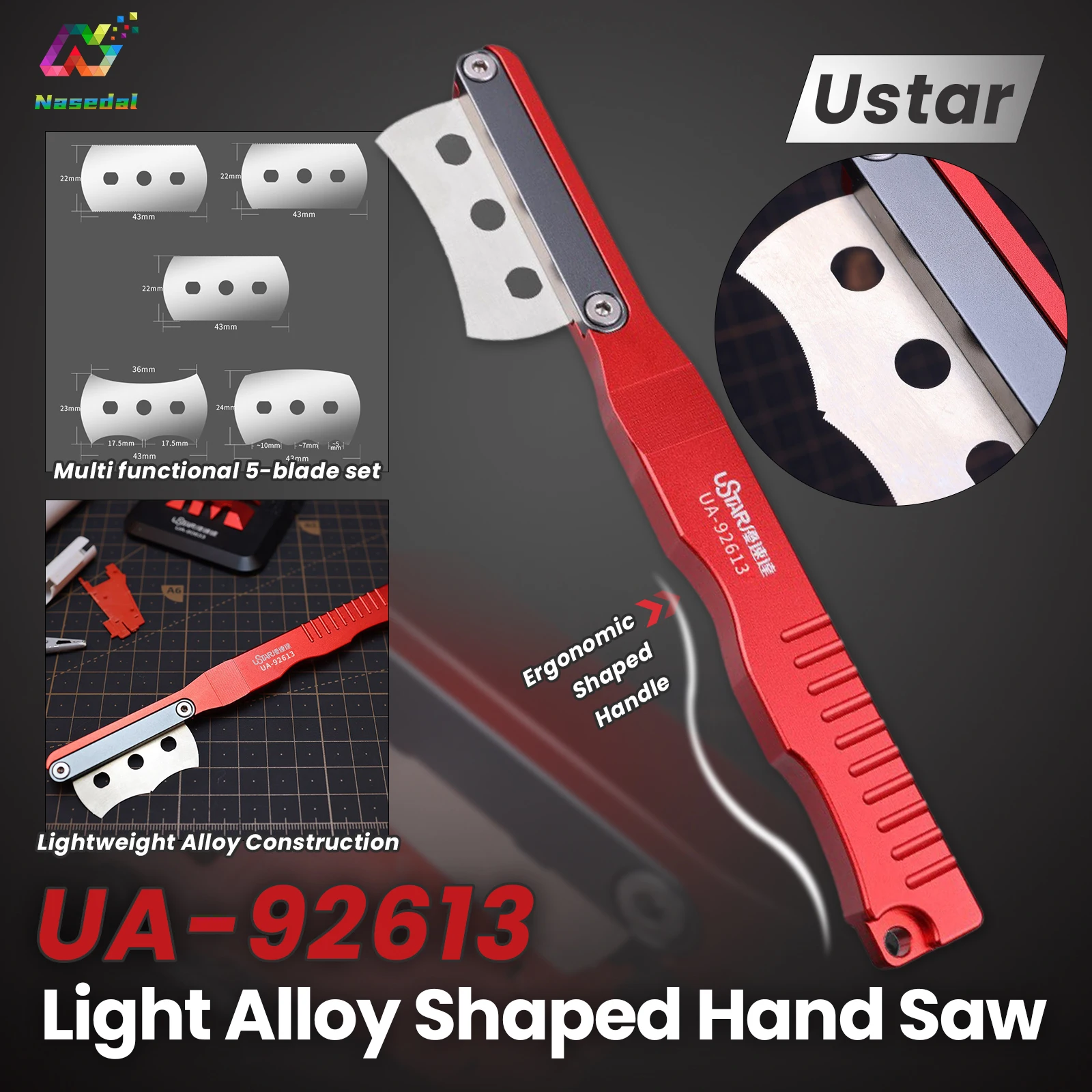 Ustar UA-92613 Light Alloy Hobby Saw with 5 Saw Blades Tool Set Cutters for Gundam Model Cutting Tools Model DIY Building Tools