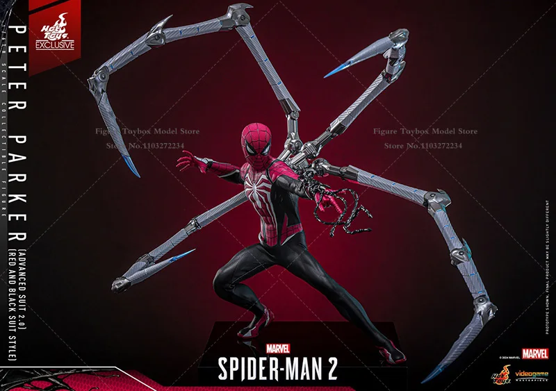 Hottoys ht vgm66 1/6 marvel peter parker vermelho e preto terno avançado 2.0 figura de ação móvel delicado 12 "conjunto completo modelo soldado