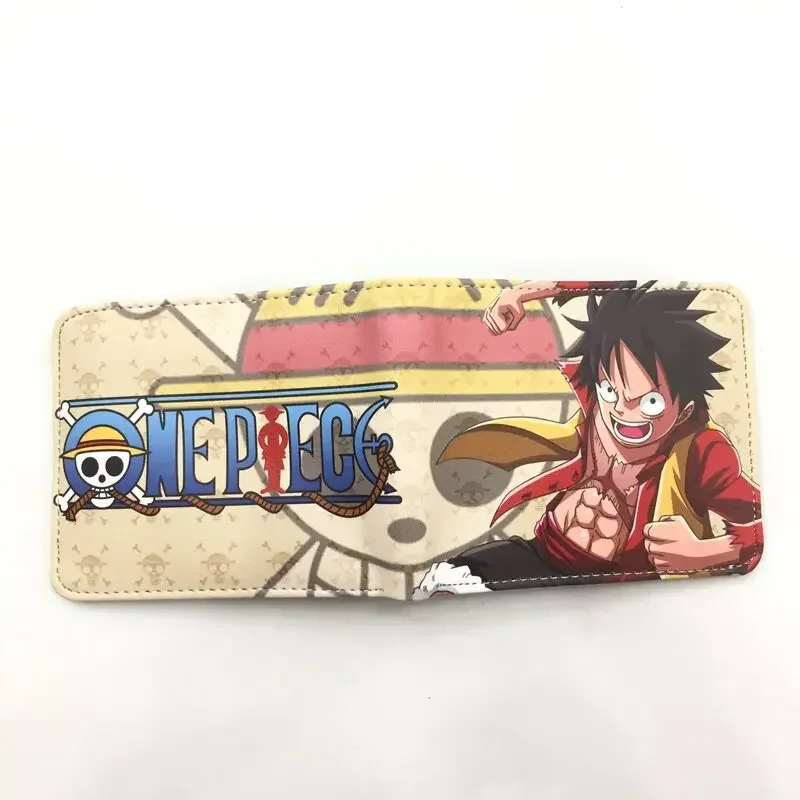 New One Piece Anime Figures Luffy Straw Hat Coin Purse Card Bag Middle School Student PU Short Change Wallet Money Clip Card Bag view 6