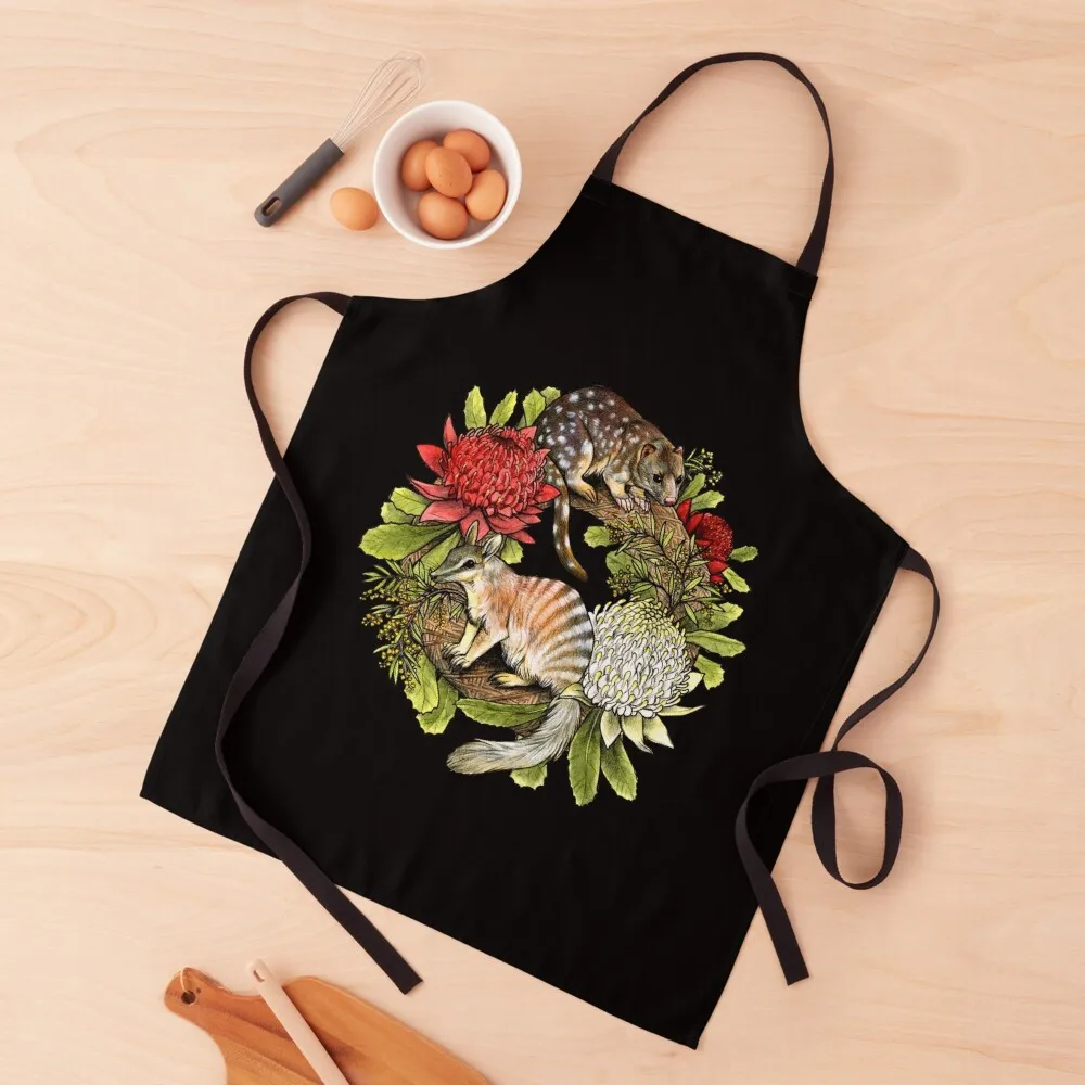 

Quoll and Numbat Australian Christmas Wreath Apron Womens Dresses cleanings Bib For Kitchen Apron