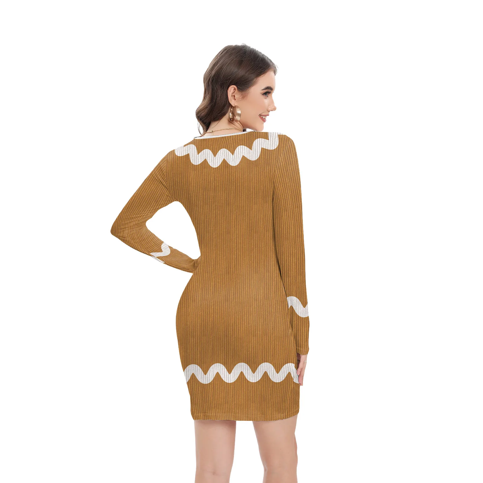 2025 جديد حفلة عيد الميلاد عيد الميلاد المرأة قزم سترة شريط فستان مُزين بطباعة بأكمام طويلة أداء الحفلات تأثيري ازياء