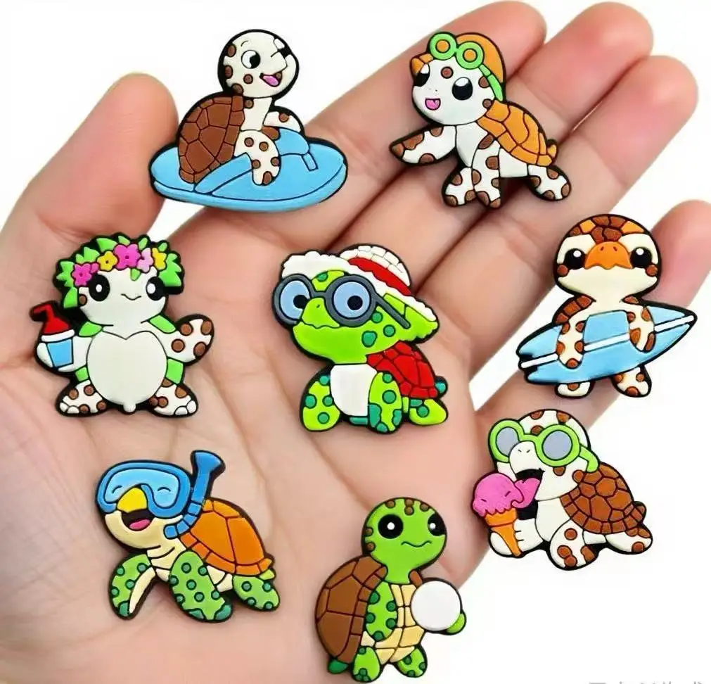 8pcs Summer Sea Turtle Shark Shoe Charms For Clogs Shoe Decoration Premium Quality Popular Shoe Accessories for Great X-mas Gift