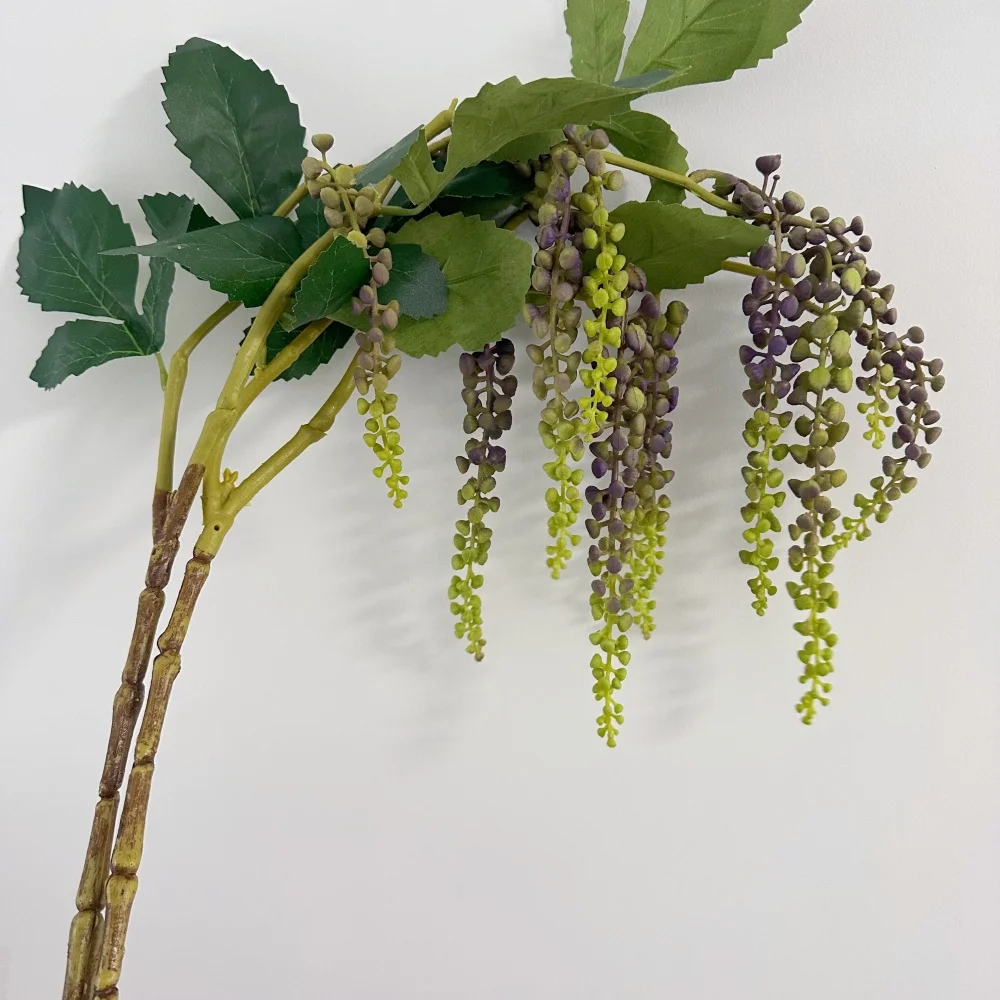 Lebensechte Beerenblume, künstliche Pokeberry-Blumen für Wohnzimmer, Hochzeitsdekoration, Party, Tischvase, Dekor im Freien, Garten, Blumen – Detail 1