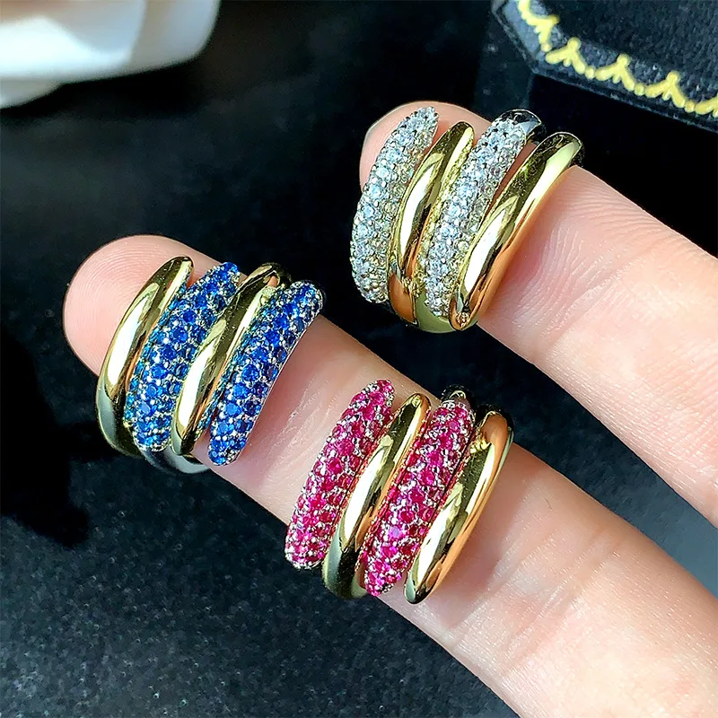

New Jewelry Ring Hot Selling European and American Style Personality Creative Micro Paved Zircon Dual-use Women's Fashion Light