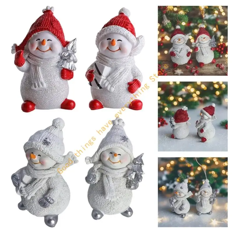

Miniature Snowman Statue Desk Ornament Tiny Resin Snowman Figurine Christmas Tree Decoration For Mantel Tabletop Display 55KF