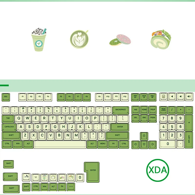 XDA matcha 125-key cheese green grass green hot sublimation keycap small full set  boxed PBT material factory direct sales